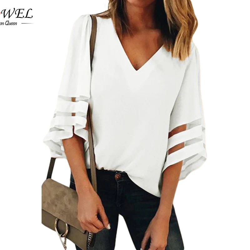 White-Flare-Sleeve-V-Neck-Loose-Blouse-LC251204-1-1 
