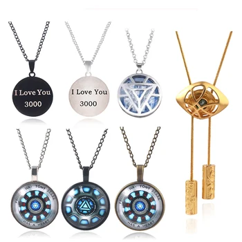 

20Pcs Wholesale Iron Man Arc Reactor Necklace Pendant Avengers 4 Tony Stark I Love You 3000 Time For Women Men Movie Jewelry