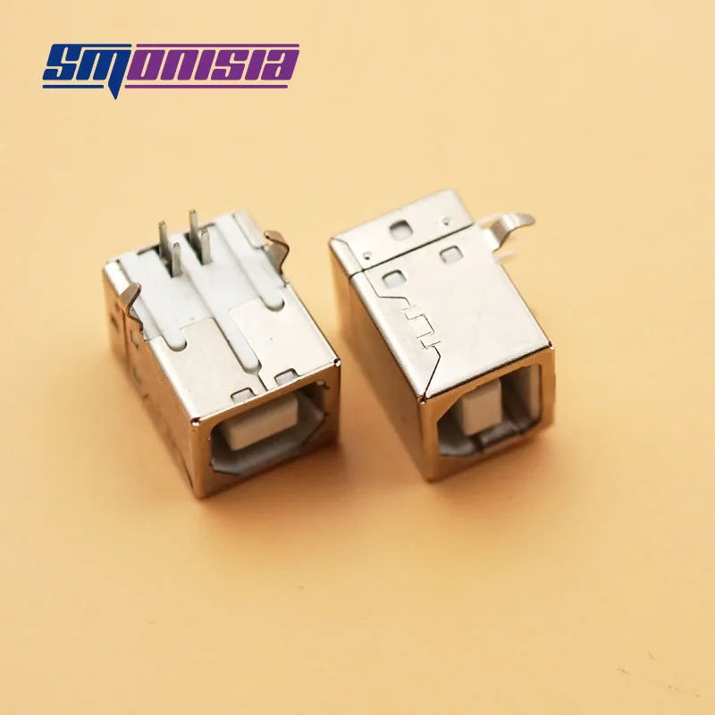 100pcs USB Type B Female Right Angle PCB Mount Jack Socket connector