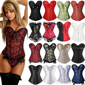 "Cace" Corsets Lace Up Boned Overbust G-String Set S-6XL