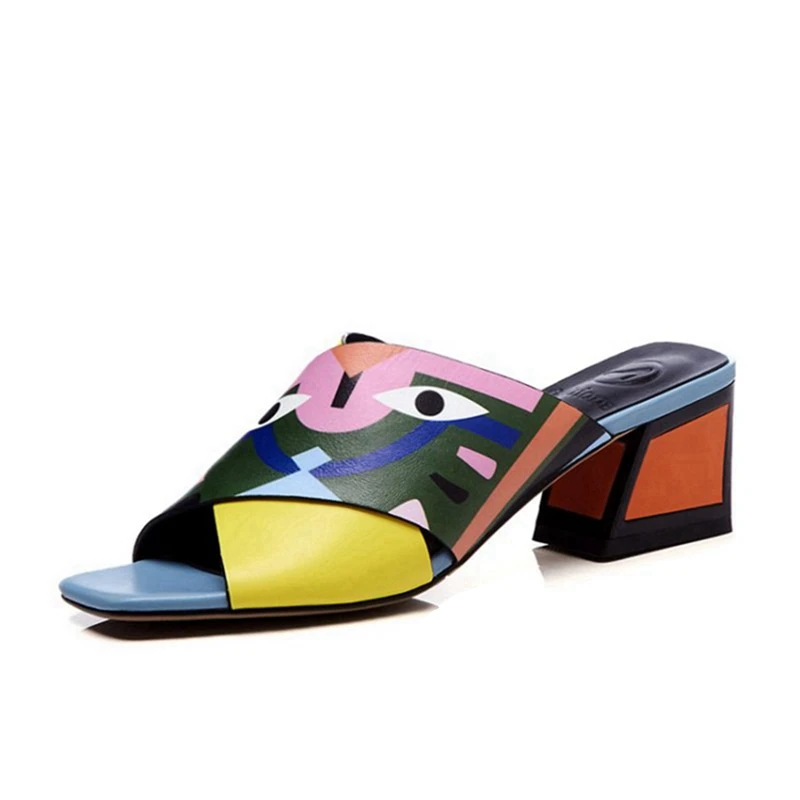 43 En Sandalias Tamaño Asileto Tacones Abierta Punta rose Deslizamiento Pezuña E139 Cuero Oveja Red Verano Blue Gran Mulas Zapatillas De Muticolor Fiesta ETw6qTP