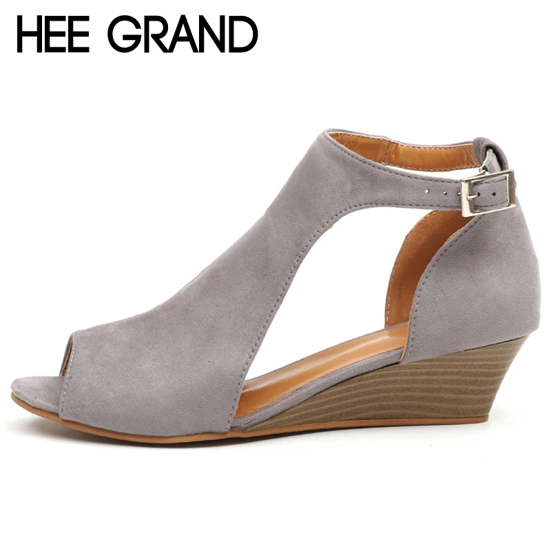 melhor HEE grande Peep Toe Gladiator Sandals Verão Elegantes Sapatos de Plataforma Mulher Cunhas Sandálias Mulheres Sapatos Casuais Tamanho 35 43 XWZ5033