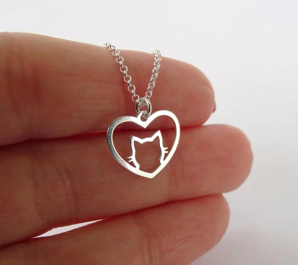 Cat Necklace , Minimalist Necklace Cat Lover Gift