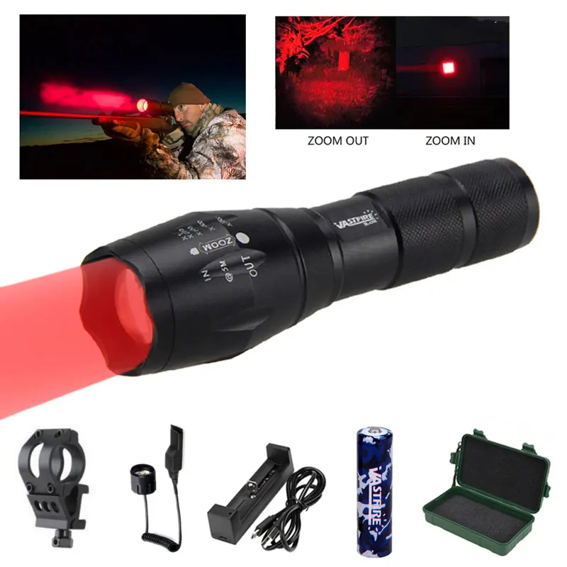 

High Lumens Zoomable Pistol Gun Light Green/Red Q5 hunting under-barrel Flashlight+Mount+18650+Pessure Switch+usb charger+box