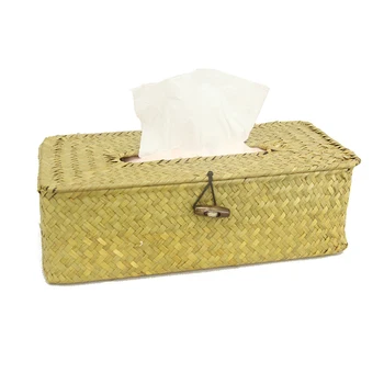 

2 Pcs Tissue Box Hand-woven Seaweed Tissue Box Household Rectangular Napkin Holder Paper Organizer for Bathroom Living Room