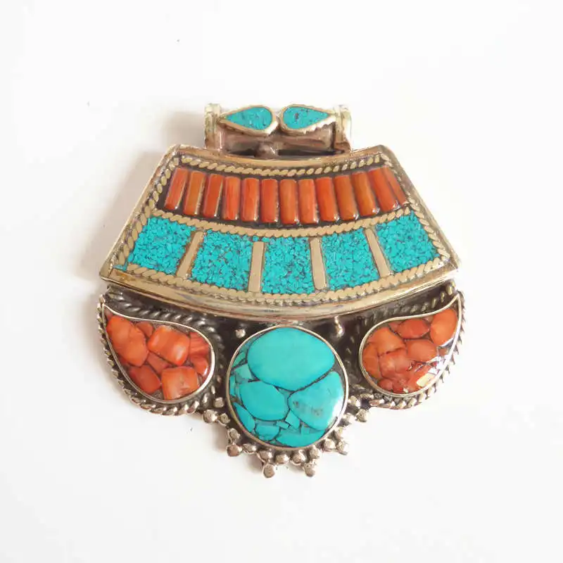 

TBP571 Nepal Hand Vintage Arrow Pendants Copper Inlaid Colorful Stone New Arrival 2018 Autumn