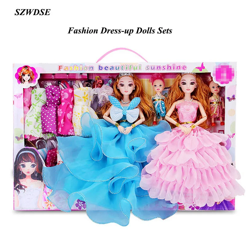 

Children's 139Pcs/Set Fashion Dress-up dolls girls princess doll toys kids gift box packaging doll sets Brithday/Xmas gifts