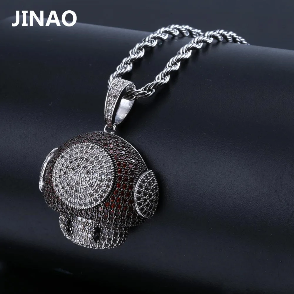 JINAO Новое модное ожерелье гриб и кулон медное двухцветное кубическое циркониевое ожерелье в стиле хип-хоп мужские ювелирные изделия подарки