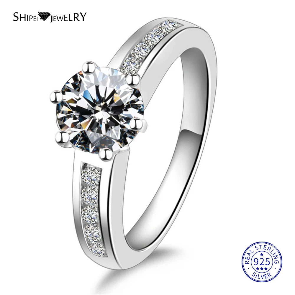 

ShiPei 100% 925 Sterling Silver Ring Fine Jewelry 2ct Moissanite Engagement Wedding Ring For Women Female Anniversary Gift