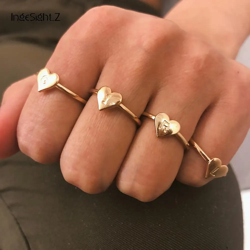 IngeSight.Z A Z в форме сердца оригинальные кольца минималистичные DIY именные с буквами