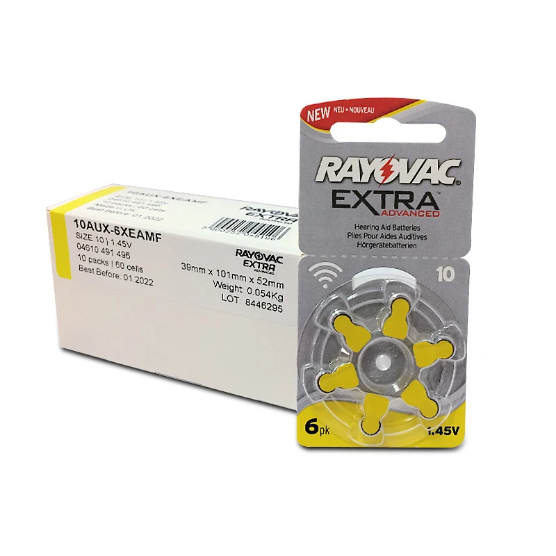 6PCS RAYOVAC EXTRA A10 Zinc Air Performance Hearing Aid Batteries PR70