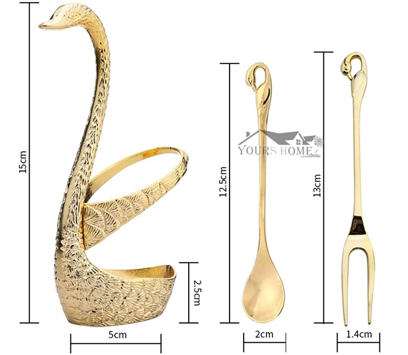 Лебедь База держатель фрукты вилки набор нержавеющая сталь салат десерт вилки ложка кофе Торт Инструменты столовые приборы