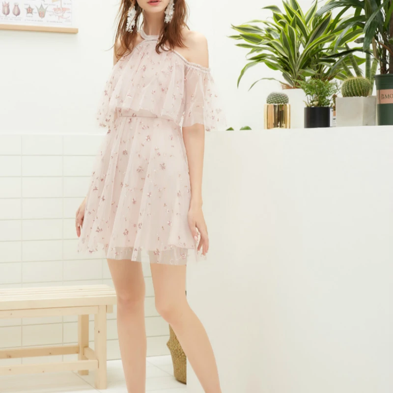 

2019 new summer Fashion casual short sleeve embroidery brand chiffon dress clothing for young girls 79373