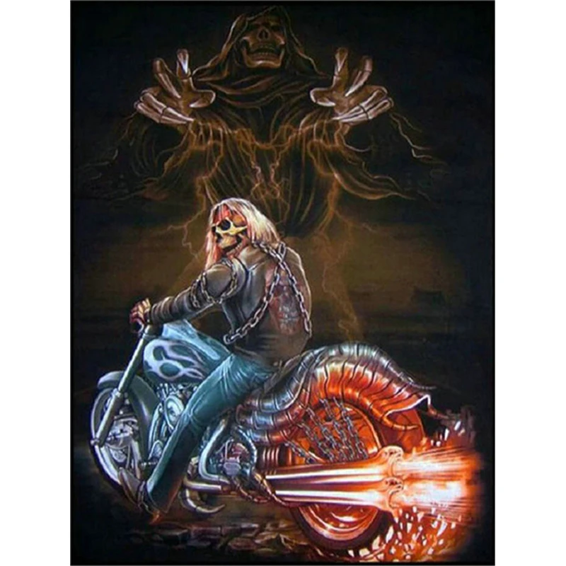 5d Diy Diamond Painting Harley Devil Moto 3D Photo Rhinestone Mosaic