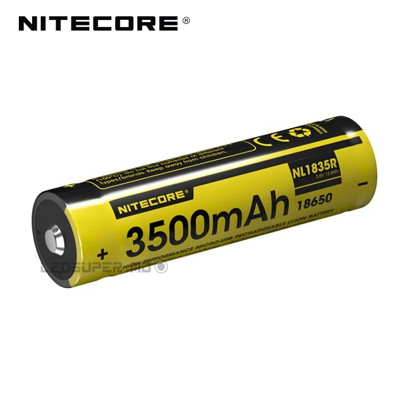 Оригинальный перезаряжаемый литий ионный аккумулятор Nitecore NL1835R 3500 мАч 18650 Micro USB с