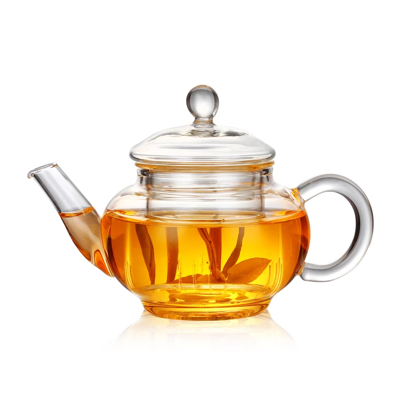 PINDEFANG Cute Mini 250ml Blooming Tea Kettle Loose Leaf Tea Pot with Glass Strainer Safe Lid