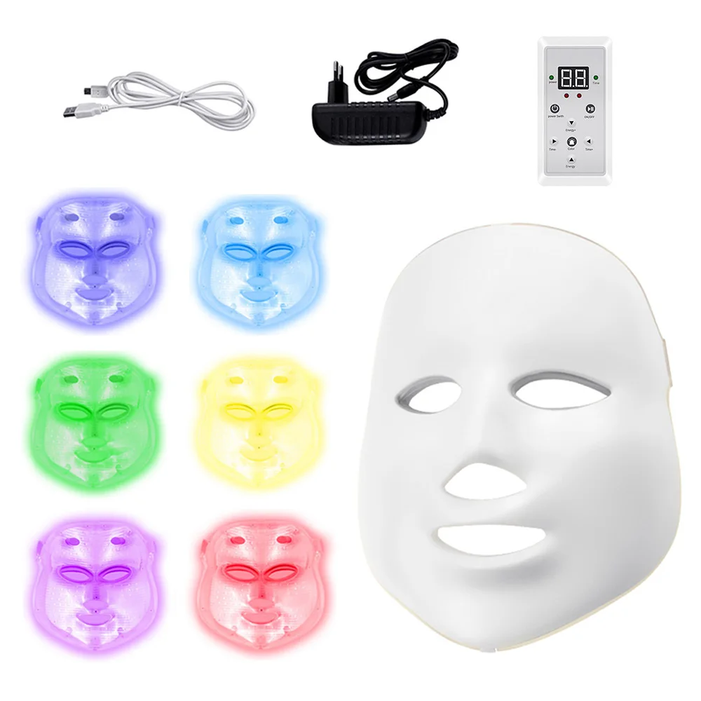 7 цветов фотонотерапия маска для лица машинное омоложение против акне маска от морщин Электрический светодиодный маска для лица 2 типа Красивая Светодиодный маска - Цвет: no neck air box