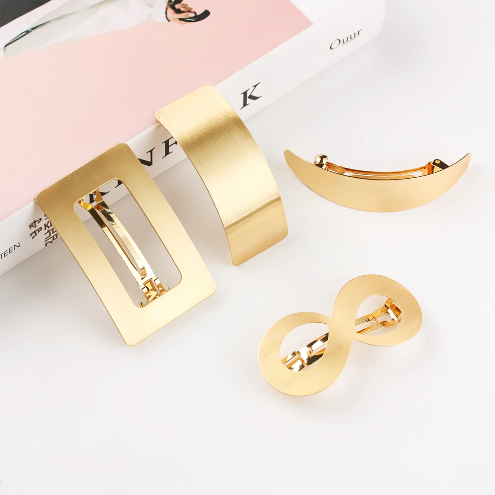

European and American Style Woman Metal Hair Clip Lazy Wind Geometry Square Hairgrips Horsetail Clip Girls Hair Accessories