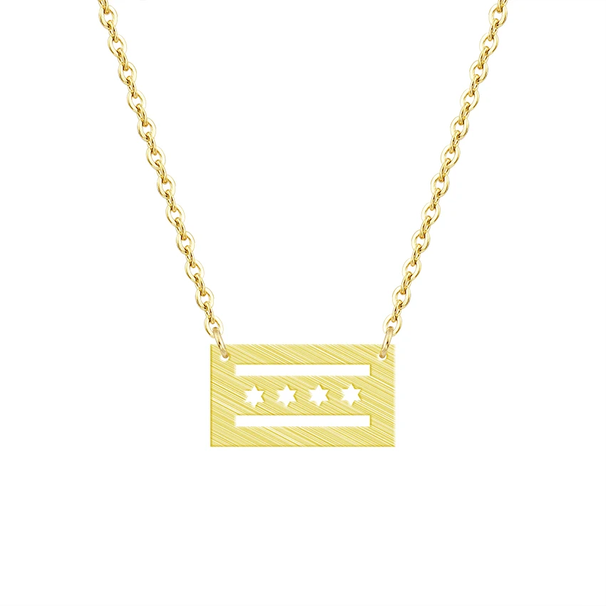 Женский кулон в форме флага звезды США полоску из нержавеющей стали|state necklace|fashion