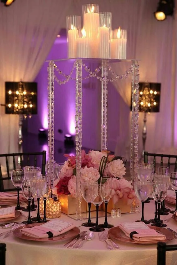 

new style Wedding acrylic crystal square column wedding centerpiece /flower stand/candle holder