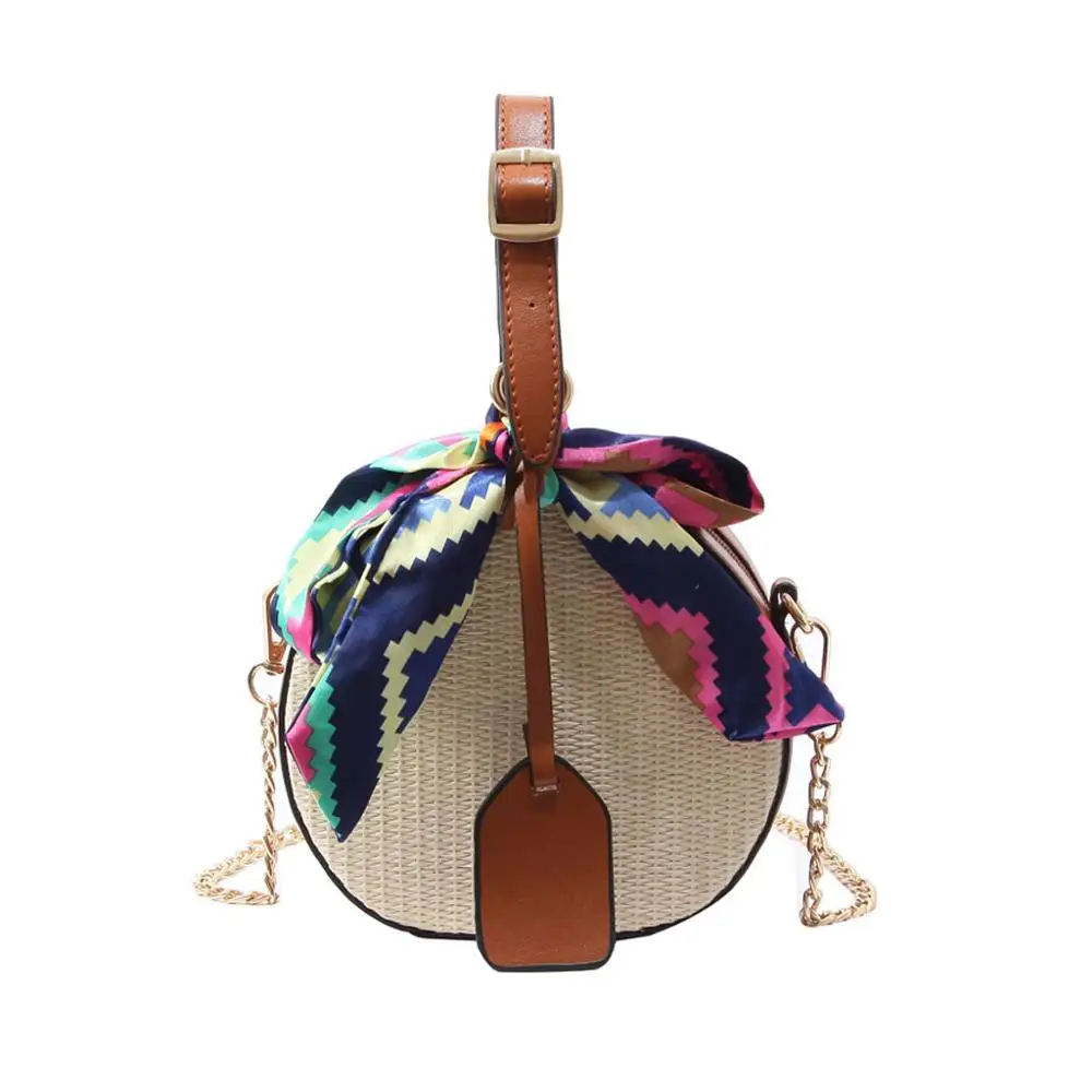

handbag Crossbody bag Shoulder Messenger Bag Ribbon Straw Chain bag beach bag Women Summer 2019 Fashion Casual Circular bag sac@