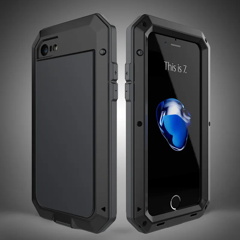 R-просто для iPhone 6 6S 7 8 Plus X Чехол ТОНКАЯ БРОНЯ металлический алюминиевый чехол для телефона для iPhone Xs Max XR 4 5S SE XS противоударный чехол - Цвет: Black