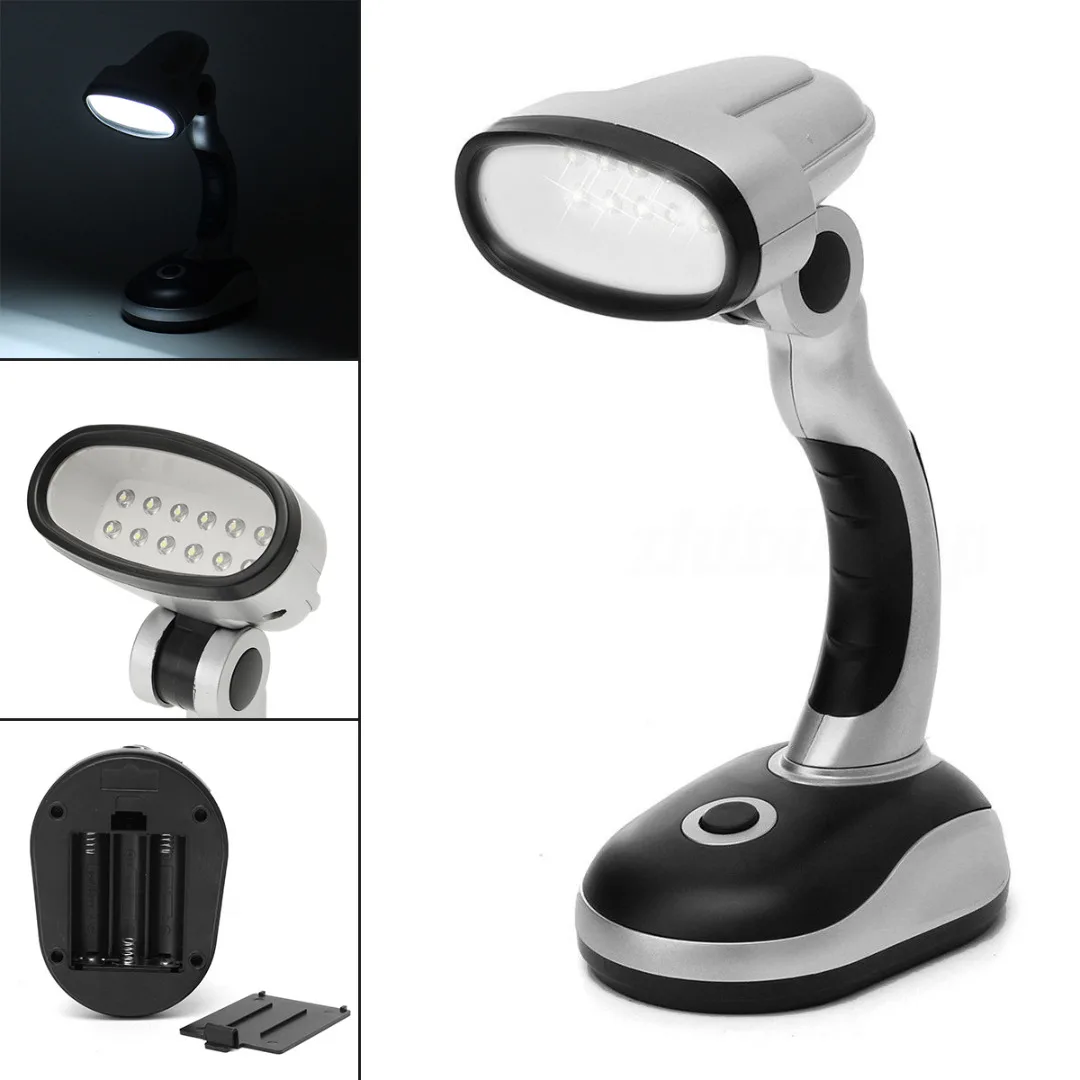 New 12 LED Flexible Battery Operated Bedside Reading Desk Lamp Table Bright Light