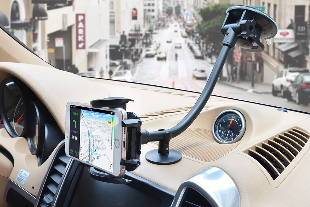 Универсальный автомобильный держатель для телефона, длинная рука, подставка для крепления на лобовое стекло, вращение на 360, держатель для мобильного телефона для iPhone 7, 5S, 6s Plus, samsung