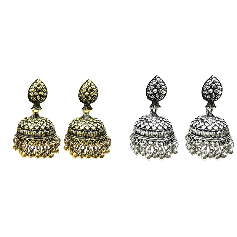 

ZHENXIN Chic Hand carved Round fashion women JhumKi Bangladeshi earring Vintage Gypsy Trendy Pakistani jewelry