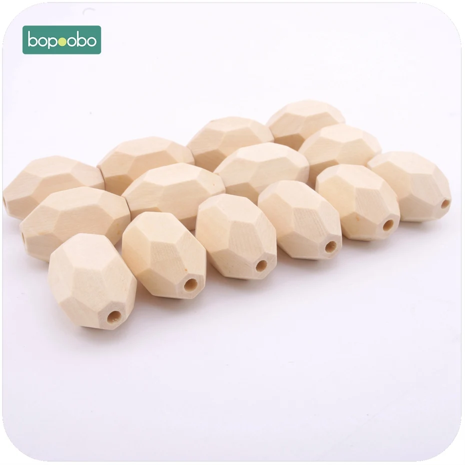 Bopobo деревянные бусины, 10 шт., необработанные геометрические многоугольные бусины, украшения для прорезывания зубов, сделай сам, деревянные бусы для кормления ребенка, Прорезыватель для зубов
