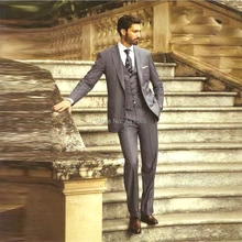 Серебряный мужской костюм с блейзером жилет Тонкий Блейзер для мужчин Блейзер утренний костюм свадебный блейзер тонкий(пиджак+ брюки+ жилет