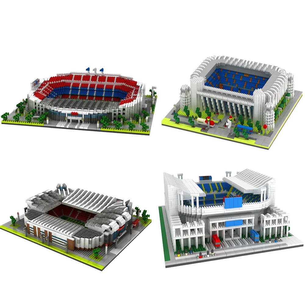 

Mini Architecture Football Club Field Compatible Block Set European Soccer Stadium Model Building Brick Toy For Kids