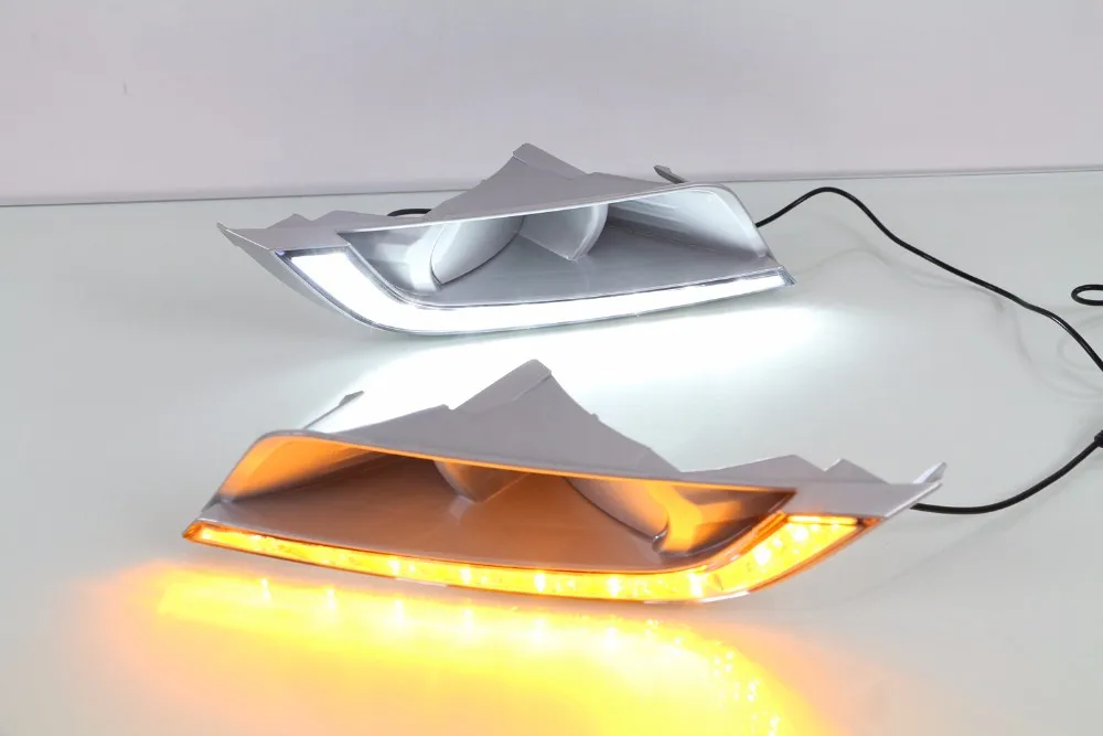  eOsuns led drl daytime running light for ford ranger 2015-18 with dim control yellow turn signal wi - 32812582145