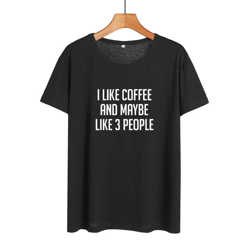 Футболка женская белая черная с надписью I Like Coffee Tumblr|Футболки| |