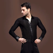 Новое поступление мужской бальный танец Топы Мужская танцевальная рубашка латинская/ча/Румба/Самба/джазовая танцевальная одежда Топ рубашки DQ6045