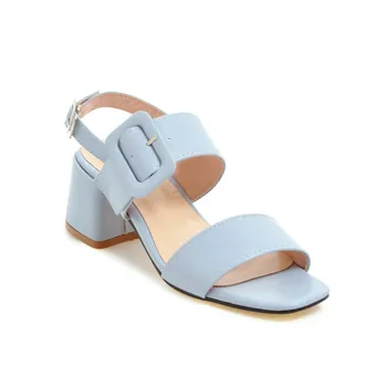 

2018 summer new comfortable thick heel with belt buckle decorative open toe 40-43 sandals 1839