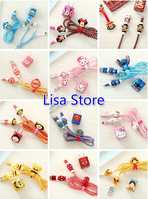 

FreeShip 20 Set DIY Wire Rope Protection Suit Spring Cable Winder Data Line Protector DIY Charger Sticker for Cell Phone iPhone
