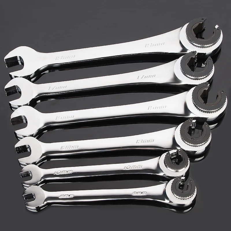 8mm to 19mm Tubing Ratchet Spanner Combination Wrench Set of Keys