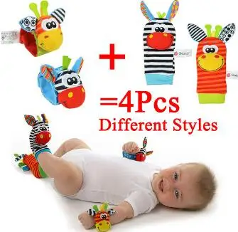 Baby Socks Rattle Toys New Garden Bug Wrist Rattle Foot Socks Multicolor 2pcs Waist+2pcs Socks=4pcs/lot Meias Free Shipping - Цвет: donkey