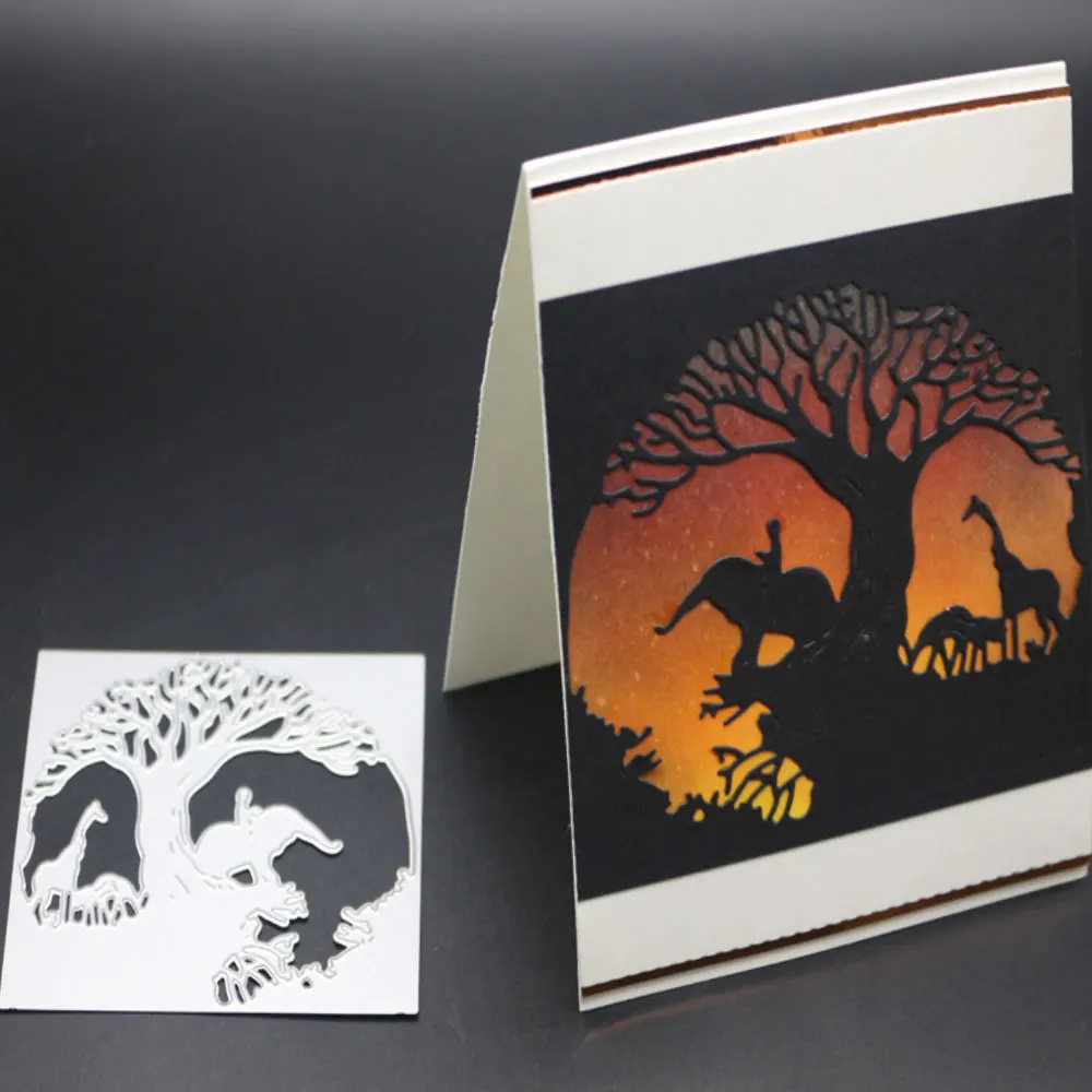 

Elephant Tree Metal Cutting Dies Stencil And Stamps For DIY Scrapbooking Embossing Card Making Craft Animals Dies New 2019