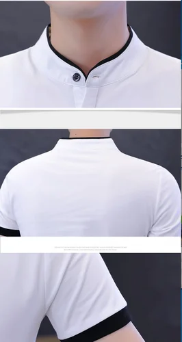 남성용 반팔 만다린 칼라 티셔츠, 상의 및 티, 남성 의류, M-3XL XXXL 5