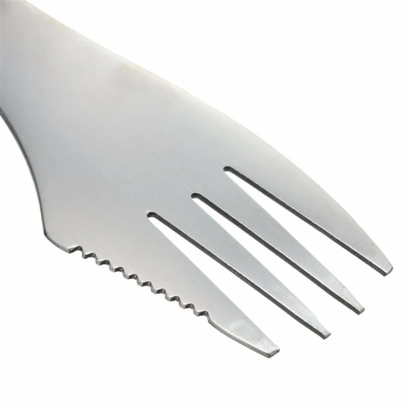 1 шт. Открытый Универсальный 3 in1 нержавеющая сталь Spork Путешествия Отдых пеший туризм посуда для пикника Combo ножи вилы ложка для пикника гаджет