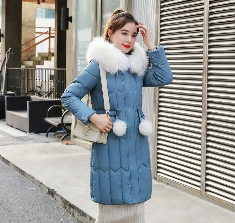 Large Size 3XL 4XL 5XL Parka Women Winter Jacket Winter Coat Woman Fur Coats Female Winter Jacket New Women's Jackets Long - Цвет: Синий