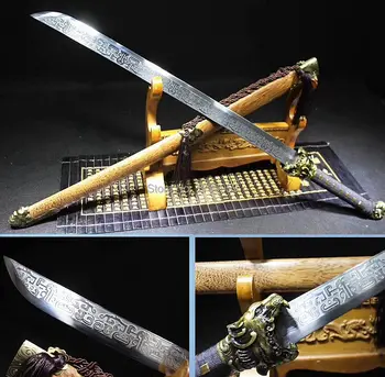 

Tiger Head Da Dao Practical Knife High Manganese Steel Hardness For Cutting Battle Full Tang Chinese KungFu Broadsword Sword