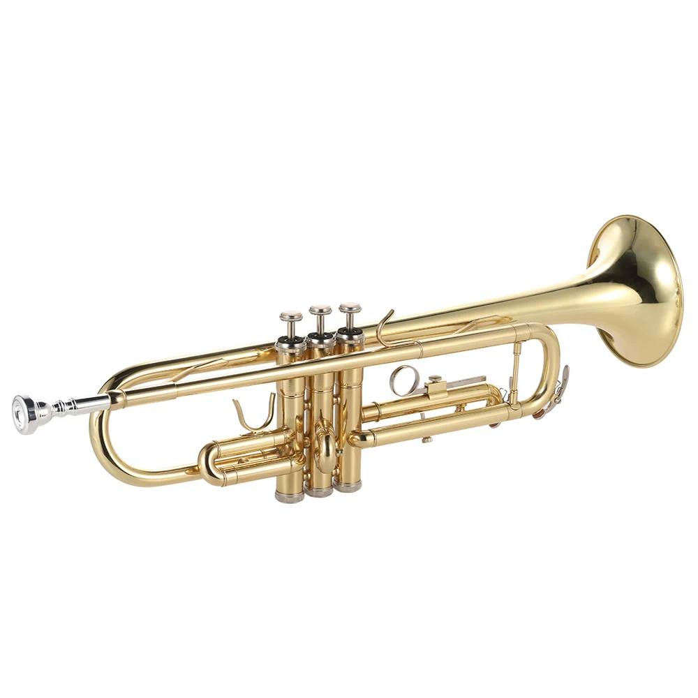 Ammoon Bb труба B плоская латунная позолоченная изысканный прочный музыкальный инструмент с мундштуком перчатки ремешок чехол