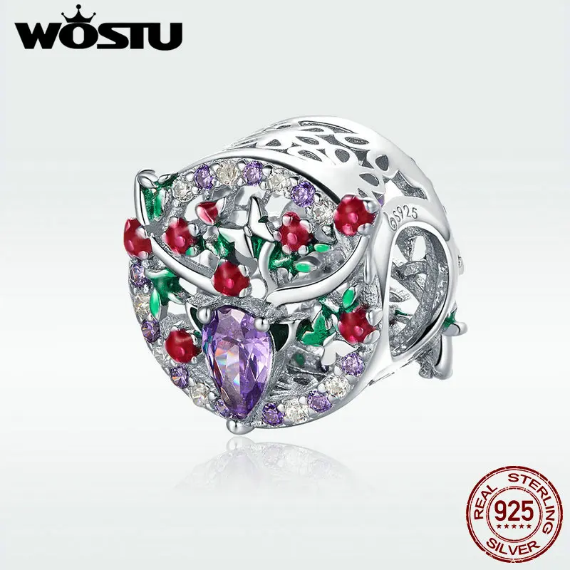 

WOSTU Hot Fashion 925 Sterling Silver Lucky Elk Beads Charms Fit Bracelet Pendant For Women Luxury Rainbow Silver Jewelry DAC033