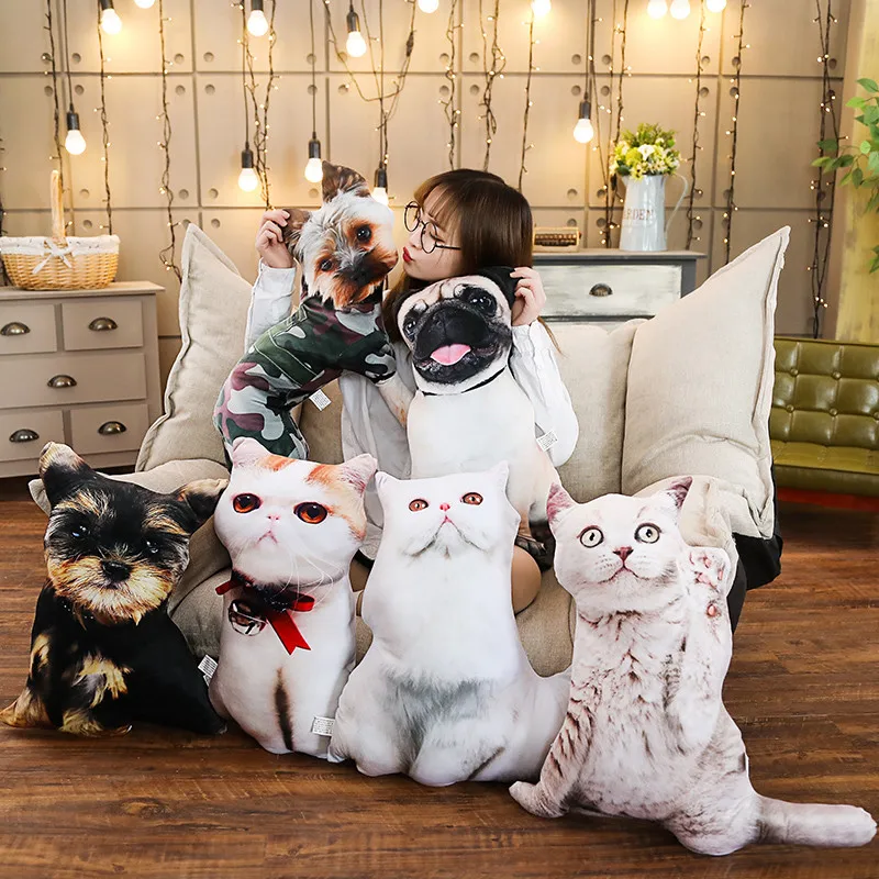 

Pets Shaped Plush Pillow Images Printing Standing Dogs Cats Stuffed Decor Cushion Bull Terrier Shar Pei Persian Cat