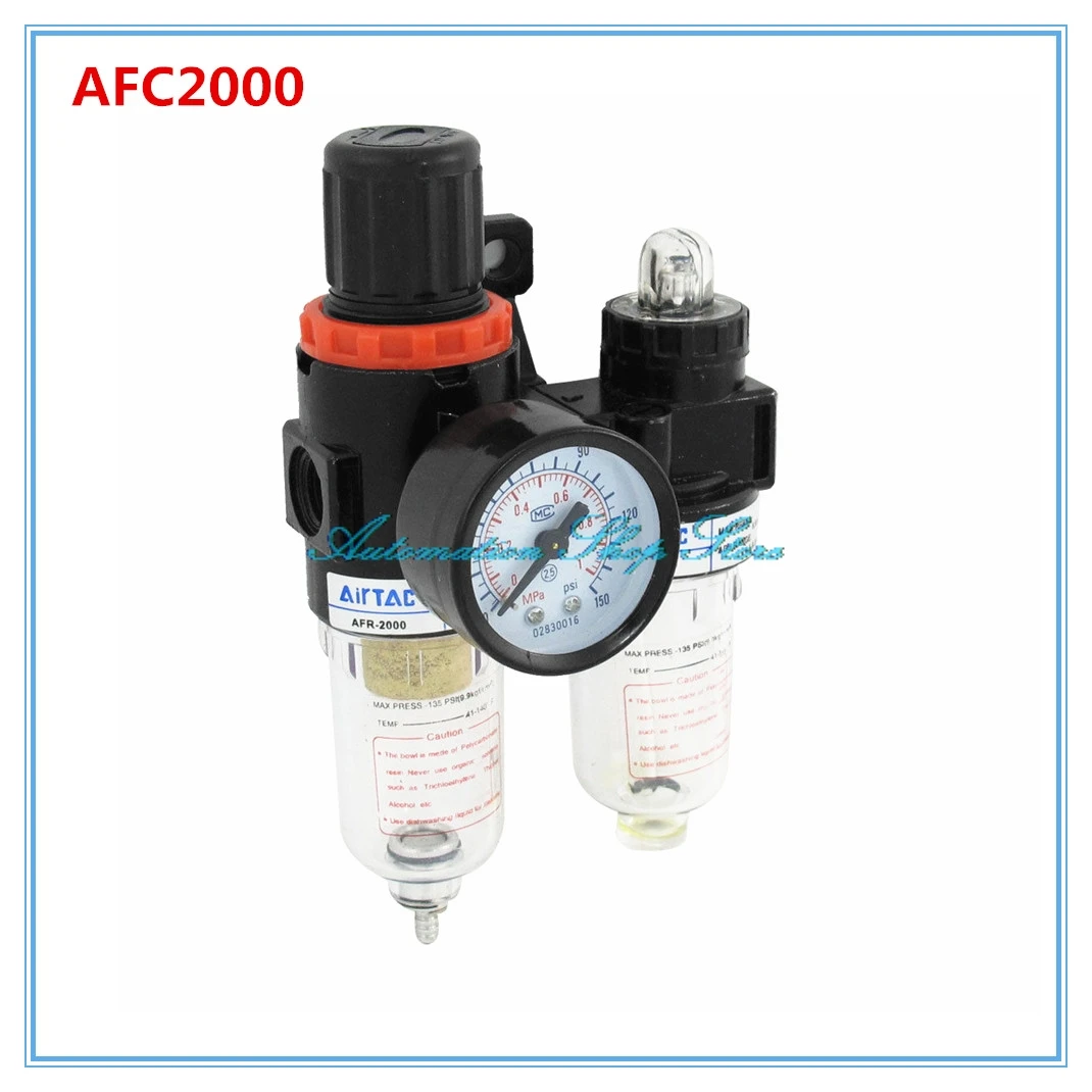 

AFC2000 G1/4" Air Filter Regulator Combination Lubricator ,FRL Two Union Treatment oil water separation