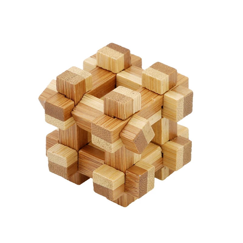 Iq brain teaser kong ming lock wooden interlocking burr 3d puzzles game toy bb
