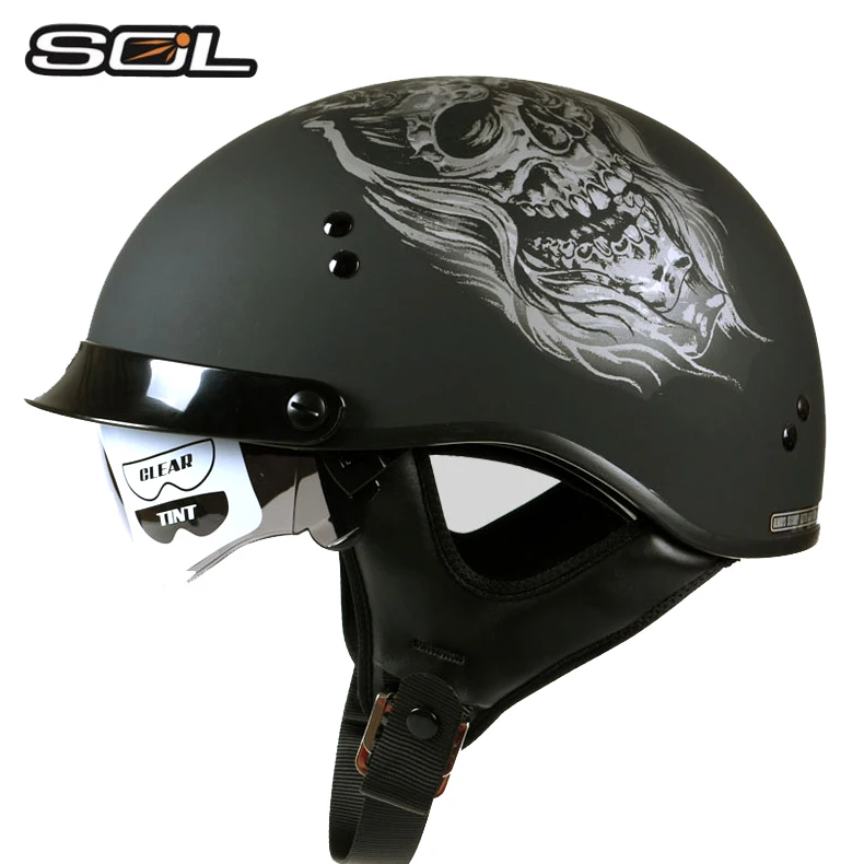 Мотоциклетный шлем SOL SH 1 защитный с открытым лицом в стиле ретро|helmet motorcycle|helmet